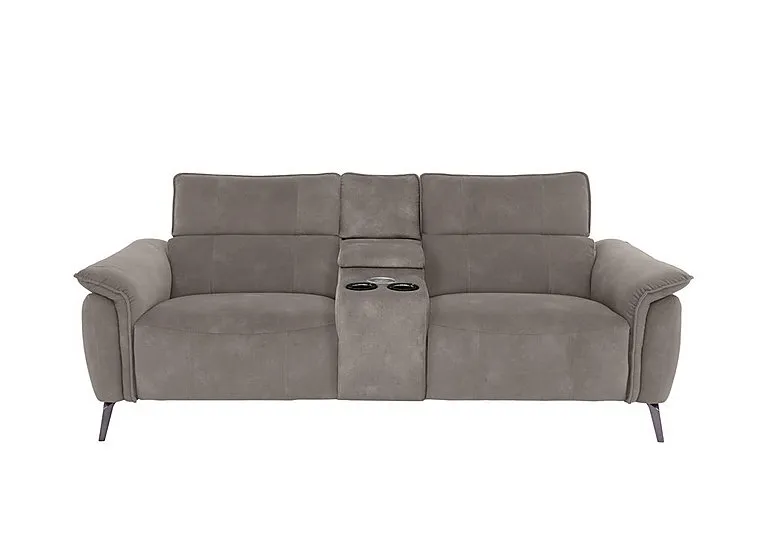 Jude Fabric 3 Seater Power Recliner Sofa with Smart Console, Power Headrests, Power Lumbar and Heated Seats - Dexter Mocha