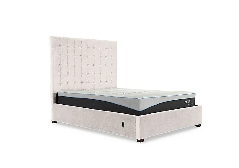 Carrie 160cm Headboard Electric Ottoman Bed Frame - Double - Keswick Snowflake