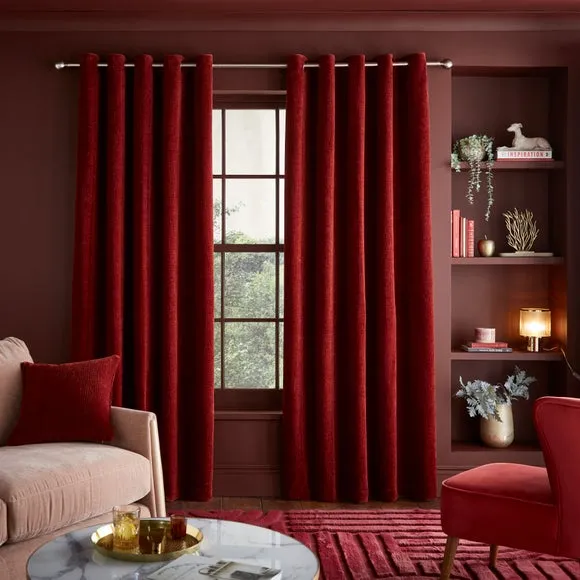Luxe Textured Chenille Eyelet Curtains 2