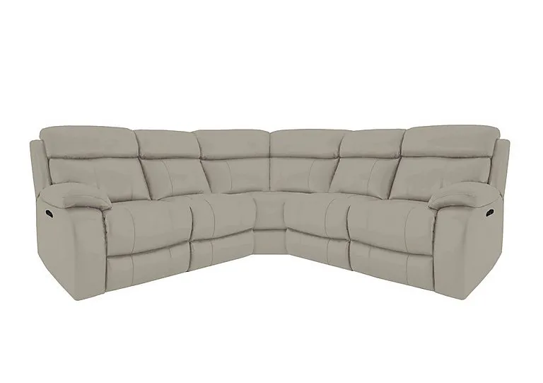 Moreno Leather Power Recliner Corner Sofa with Power Headrests - Silver Grey