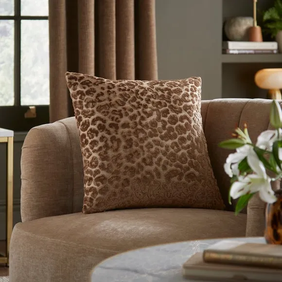 Leopard Cut Velvet Square Cushion
