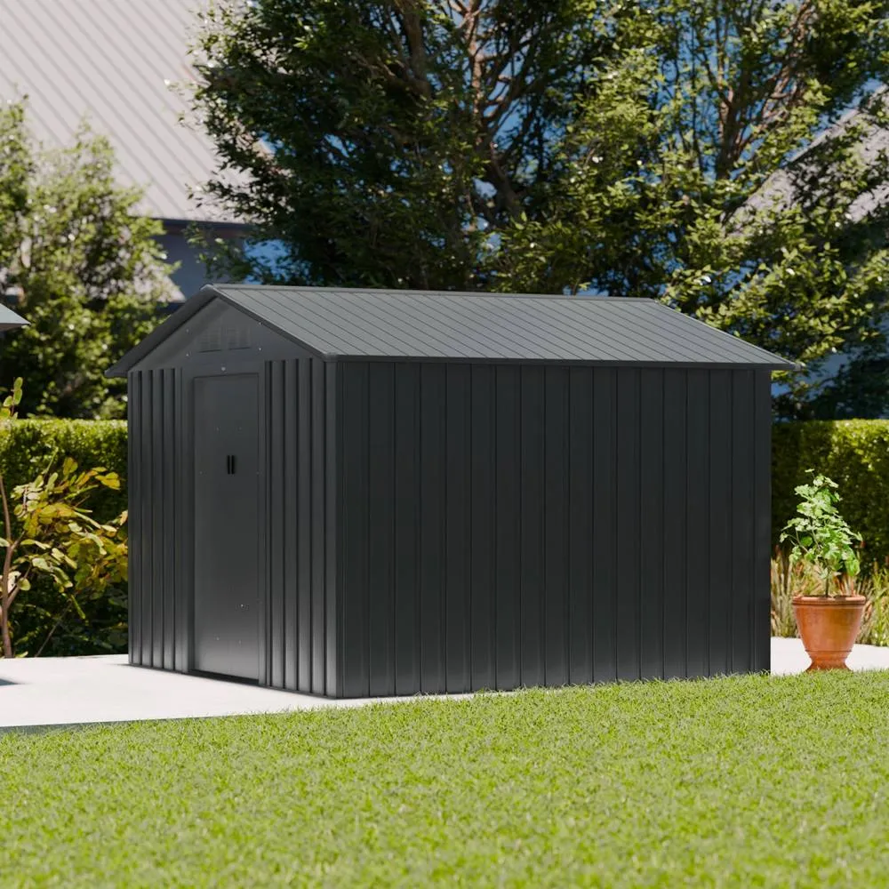 sweeek (9 X 8.5ft) 7.06m² Metal Garden Storage Shed in Dark Grey