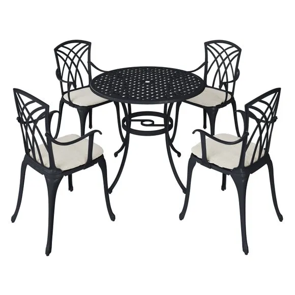 Cast Aluminium 4 Seater Round Dining Set 3