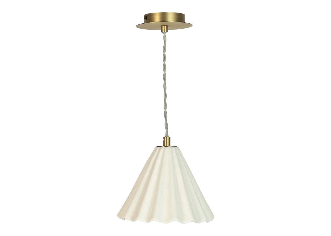 Heal's Monroe Porcelain Pendant Light Small White & Brushed Gold