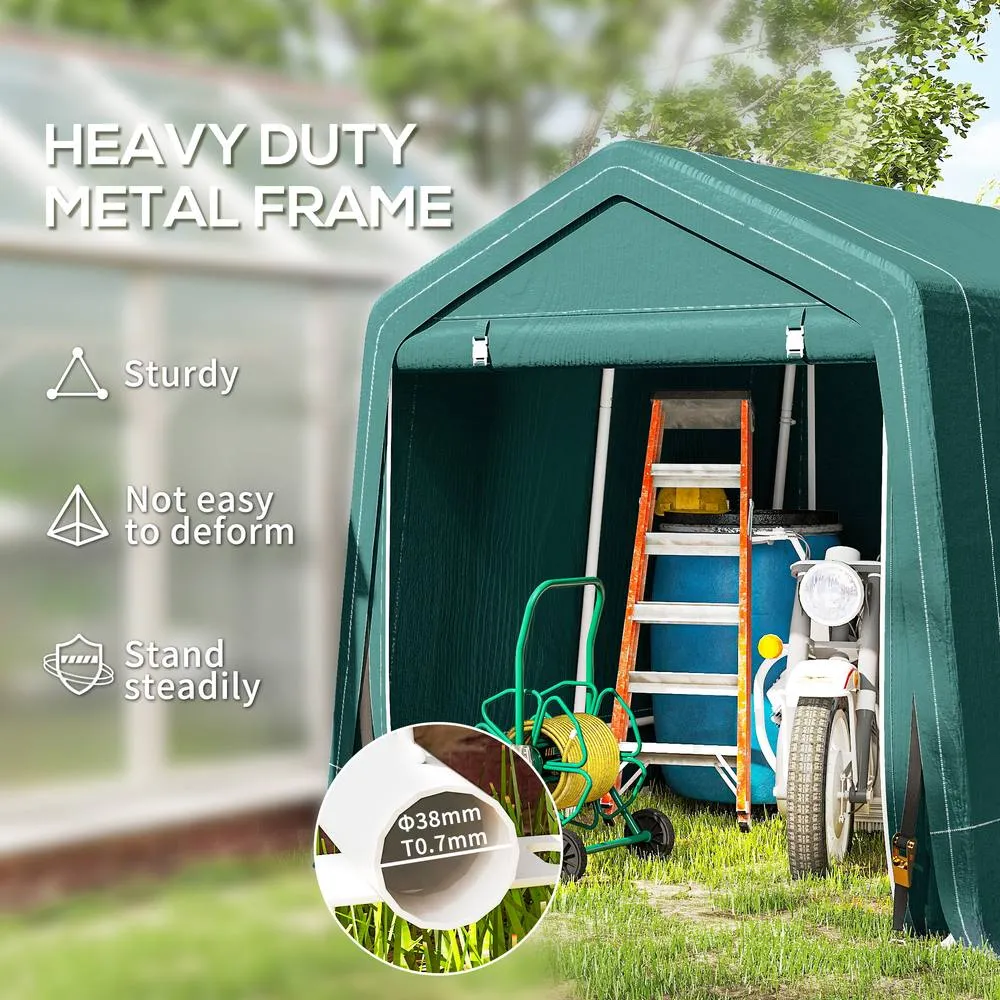 OUTSUNNY Outdoor Garden Storage Shed Waterproof Bike Tent w/ Zipper Doors in Green 4