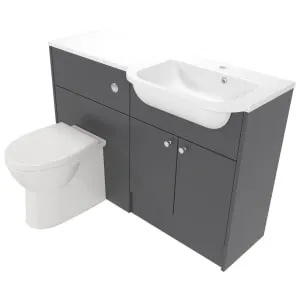 Deccado Benham Charcoal Grey Right Hand 1200mm Fitted Vanity & Toilet Pan Unit Combination with Right Hand Basin