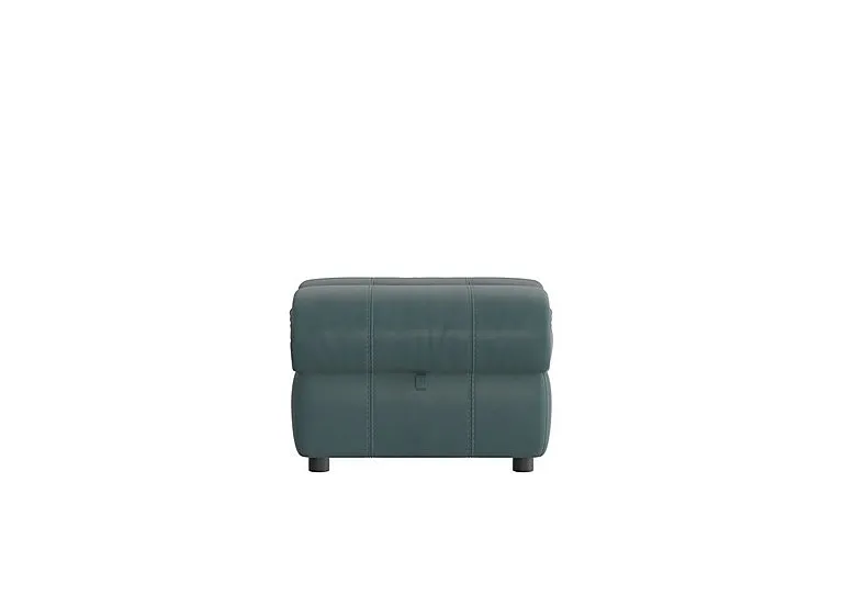 Link Leather Footstool - BV Lake Green