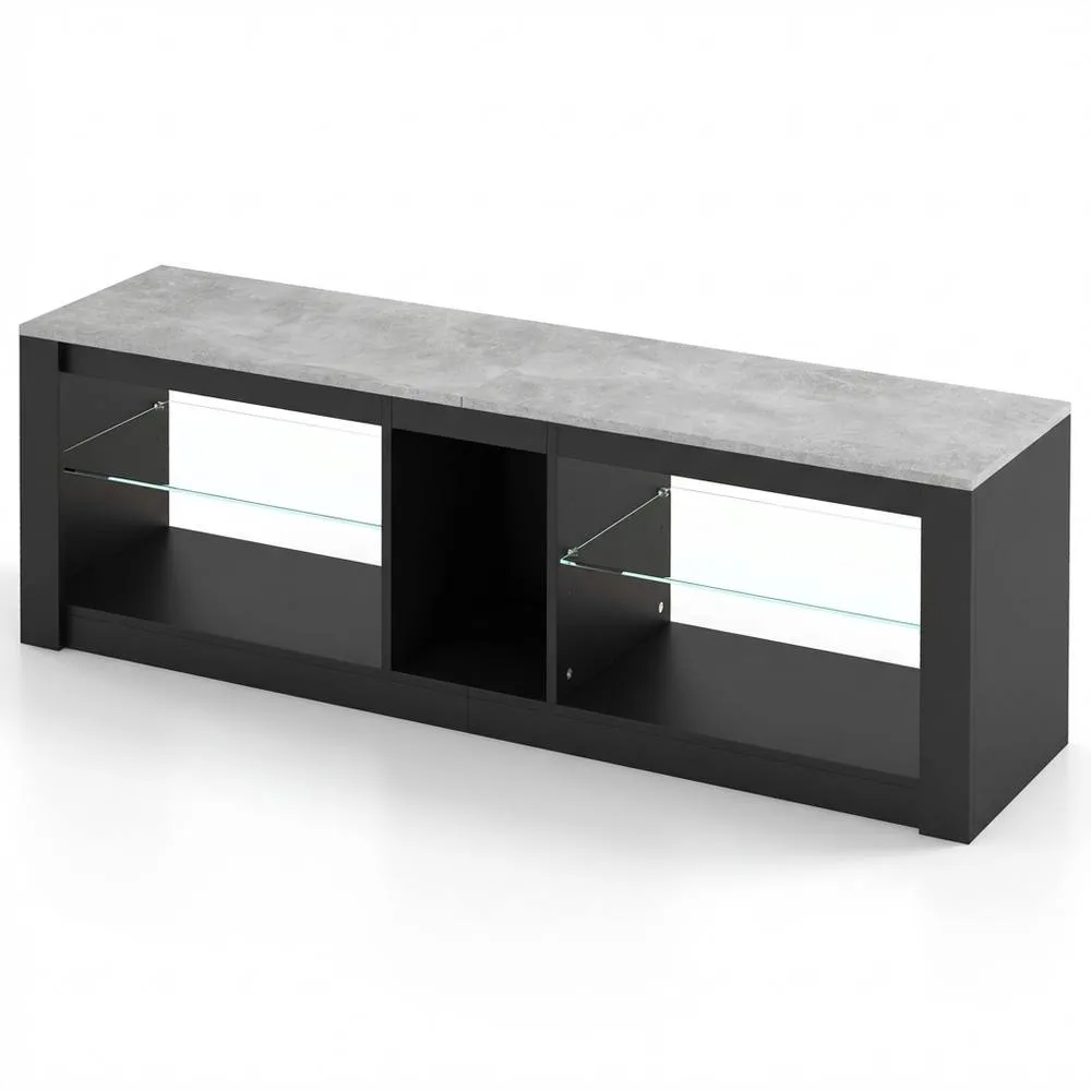 Costway Modern Entertainment Center LED Gaming TV Console Table in Dark Grey 3