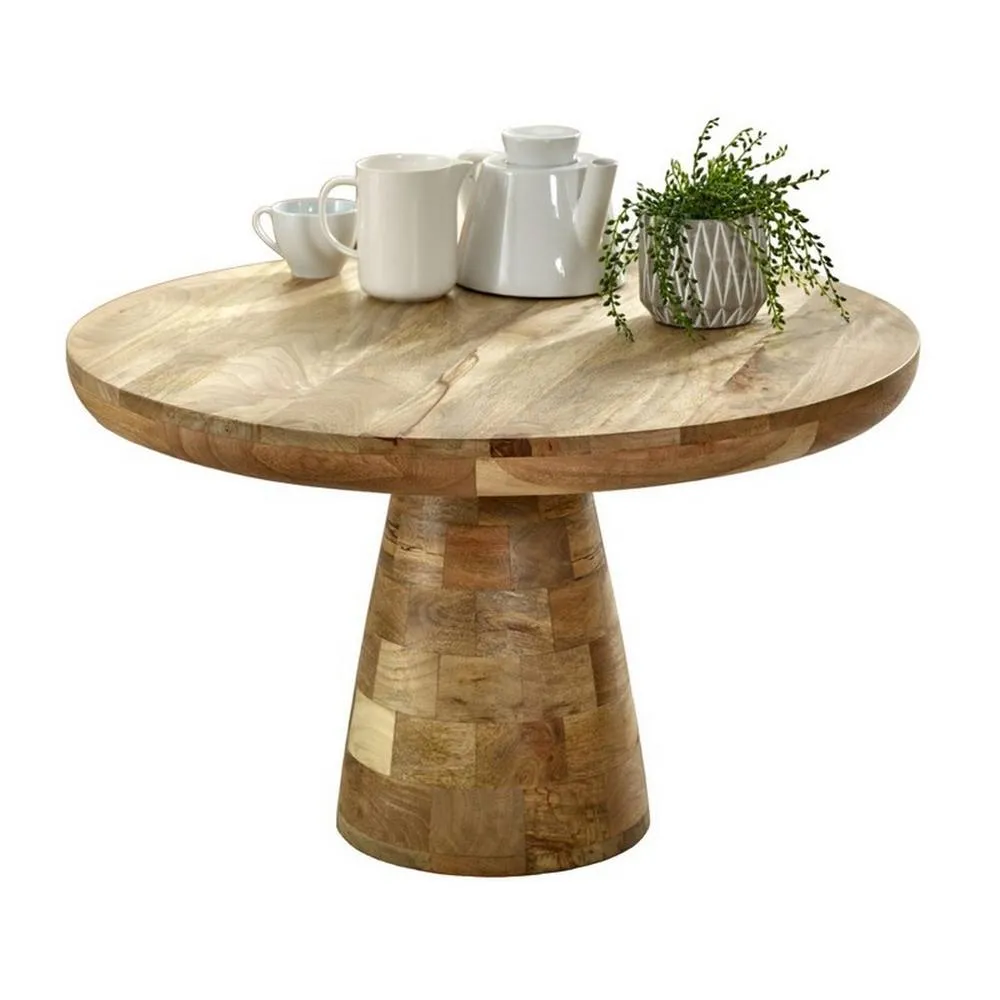 Indian Hub Surrey Coffee Table Mushroom Style - Solid Mango Wood - L80xW80xH45cm in Brown