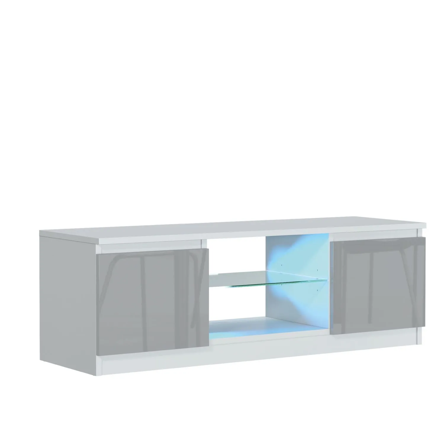Creative Furniture Aura TV Unit 120cm - A Compact & Contemporary Cabinet with Gloss Doors & LED Lights in Grey 2