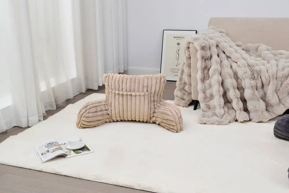 GAVENO CAVAILIA Super Comfy Ribbed Warm Cuddle Cushion in Beige 3