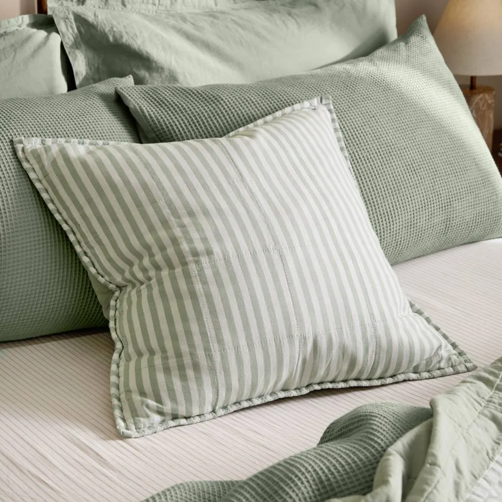 Yard Hebden Striped 100% Cotton Cushion in Pale Green 2