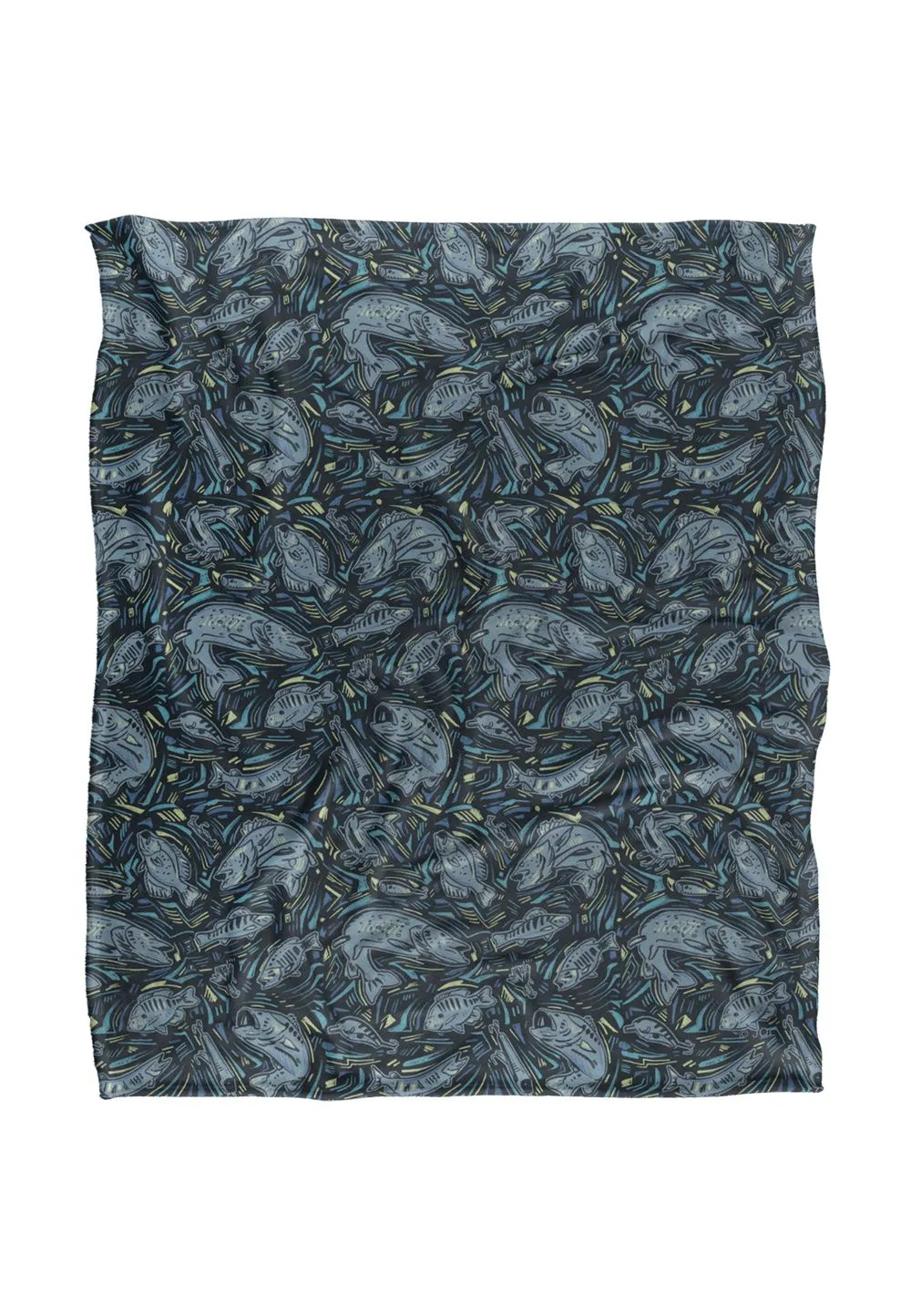 JQ Licensing Jl-Jp Fish Array Fishing Pattern Silky Touch Super Soft Throw Blanket 152 X 127 cm in White