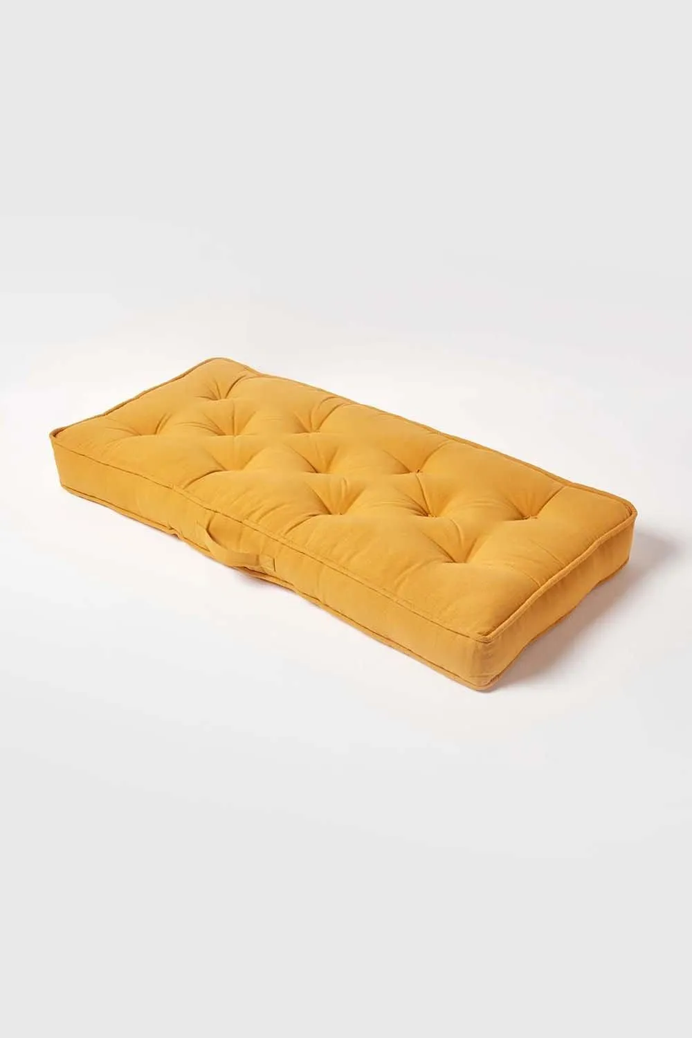 Homescapes Cotton 2 Seater Booster Cushion in Mustard 2