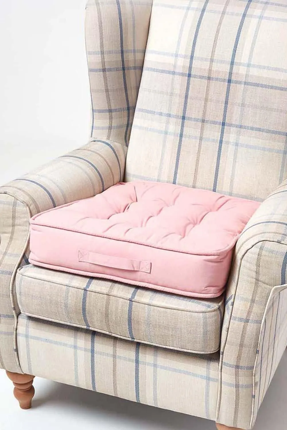 Homescapes Cotton Armchair Booster Cushion in Pink 1