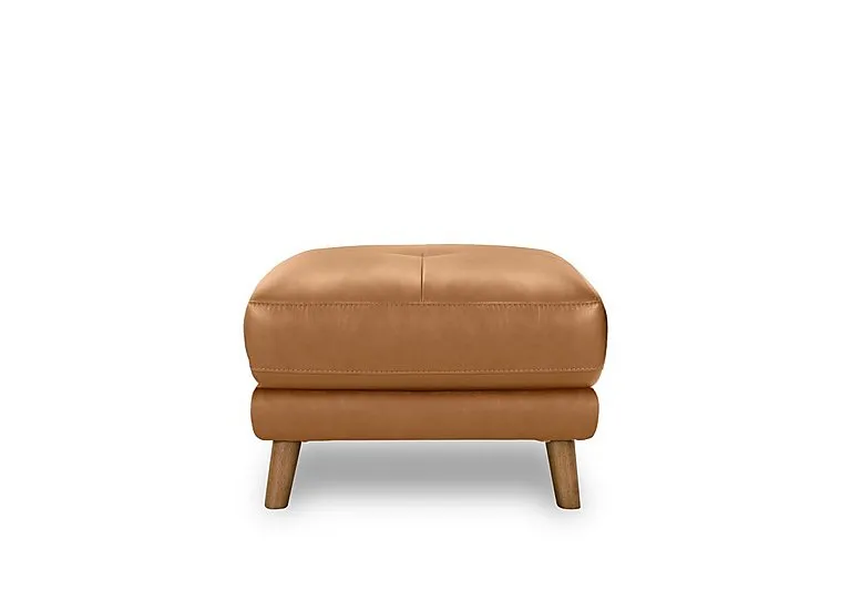 Soren Rectangular Leather Footstool - Living Room Furniture