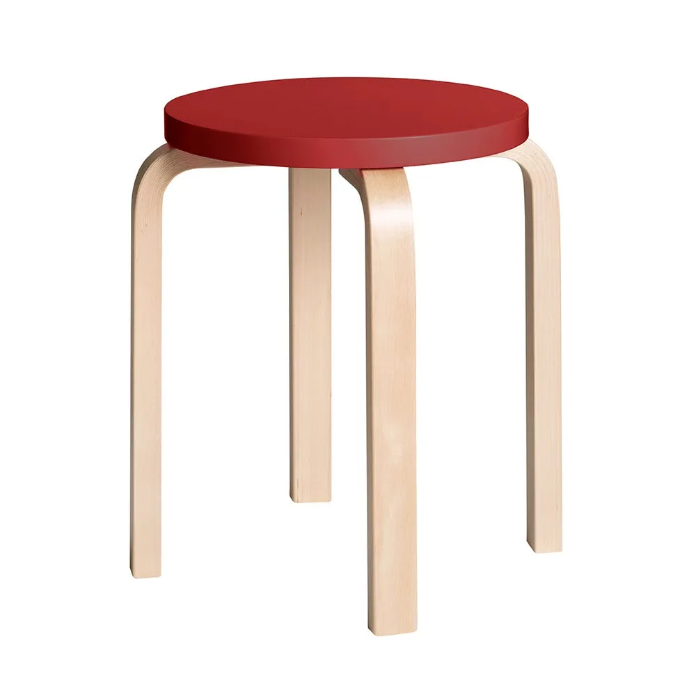 Artek Stool E60 Natural Lacquered Birch Red Lacquered 2