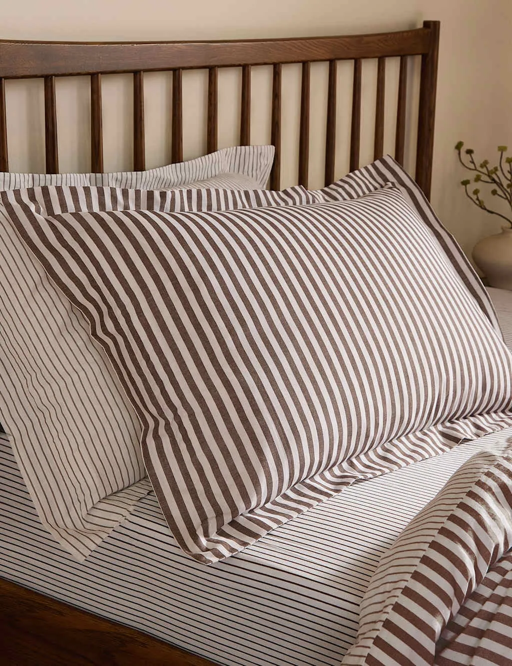 YARD 2 Pack Pure Cotton Hebden Stripe Pillowcases Cream Mix