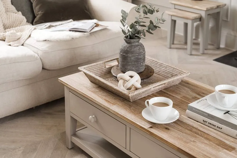 Statement Furniture Florence Coffee Table with Drawers in Taupe 2