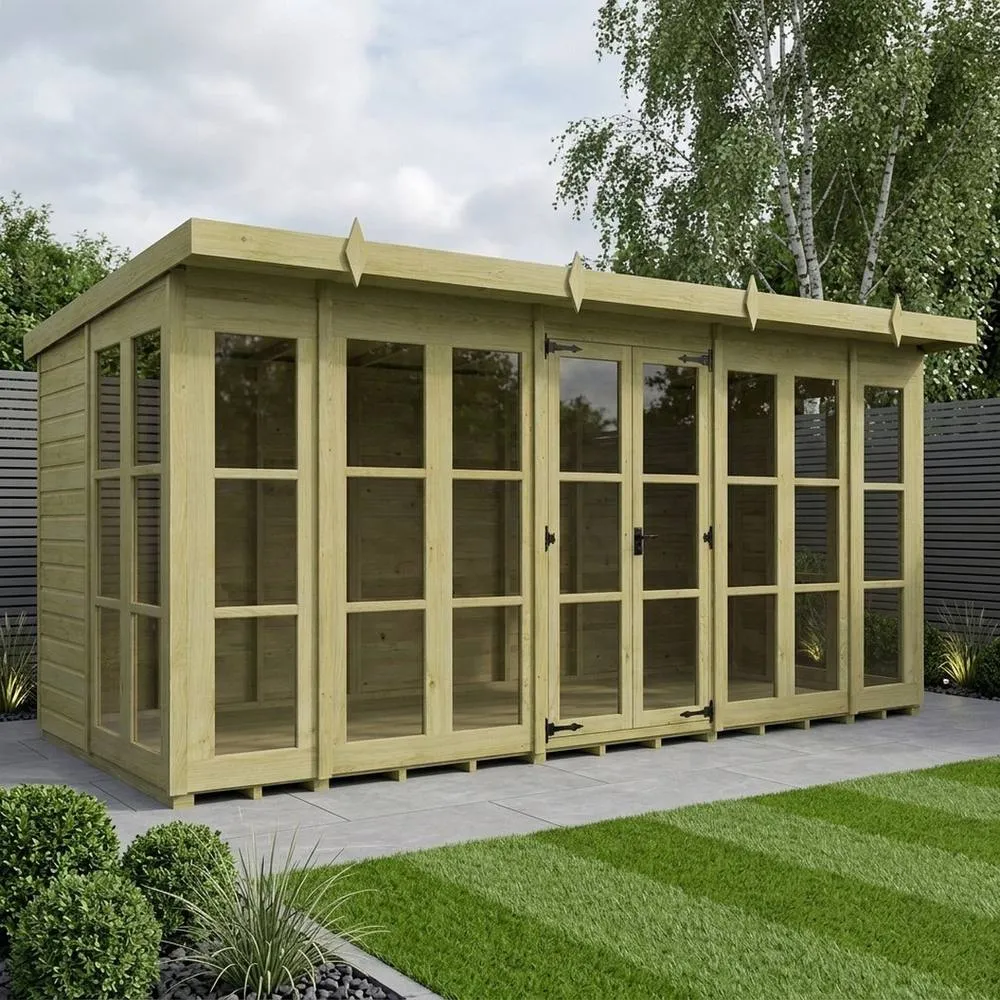 Buttercup Farm 16ft x 7ft Georgian Pent Summer House - Pressure Treated Timber in Brown 2