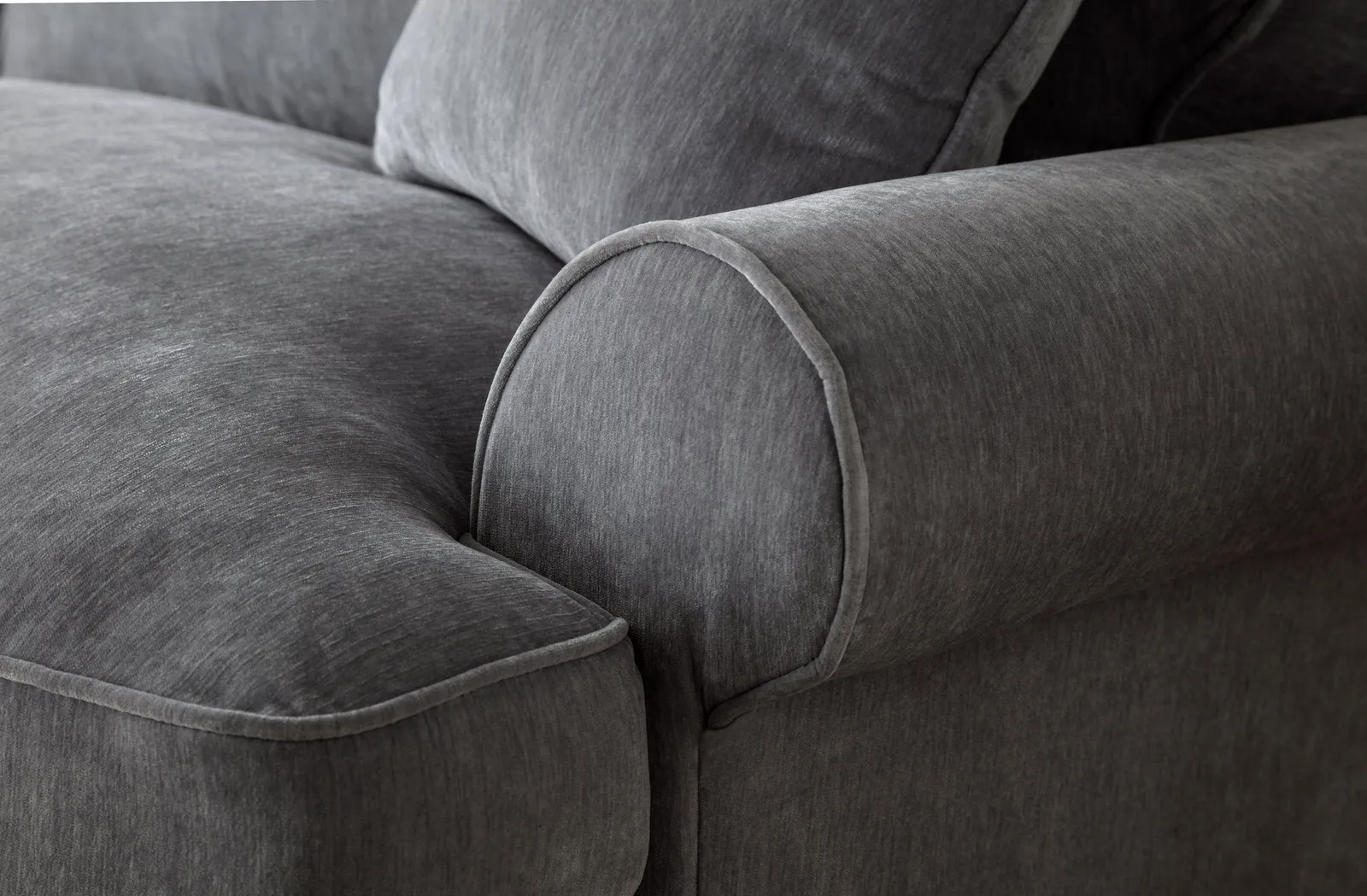 The Great Sofa Company Ezra 3 Seater Textured Velvet Sofa - Scroll Arm in Charcoal 4