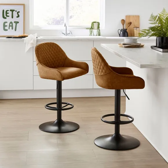 Hudson Height Adjustable Bar Stool, Faux Leather 2