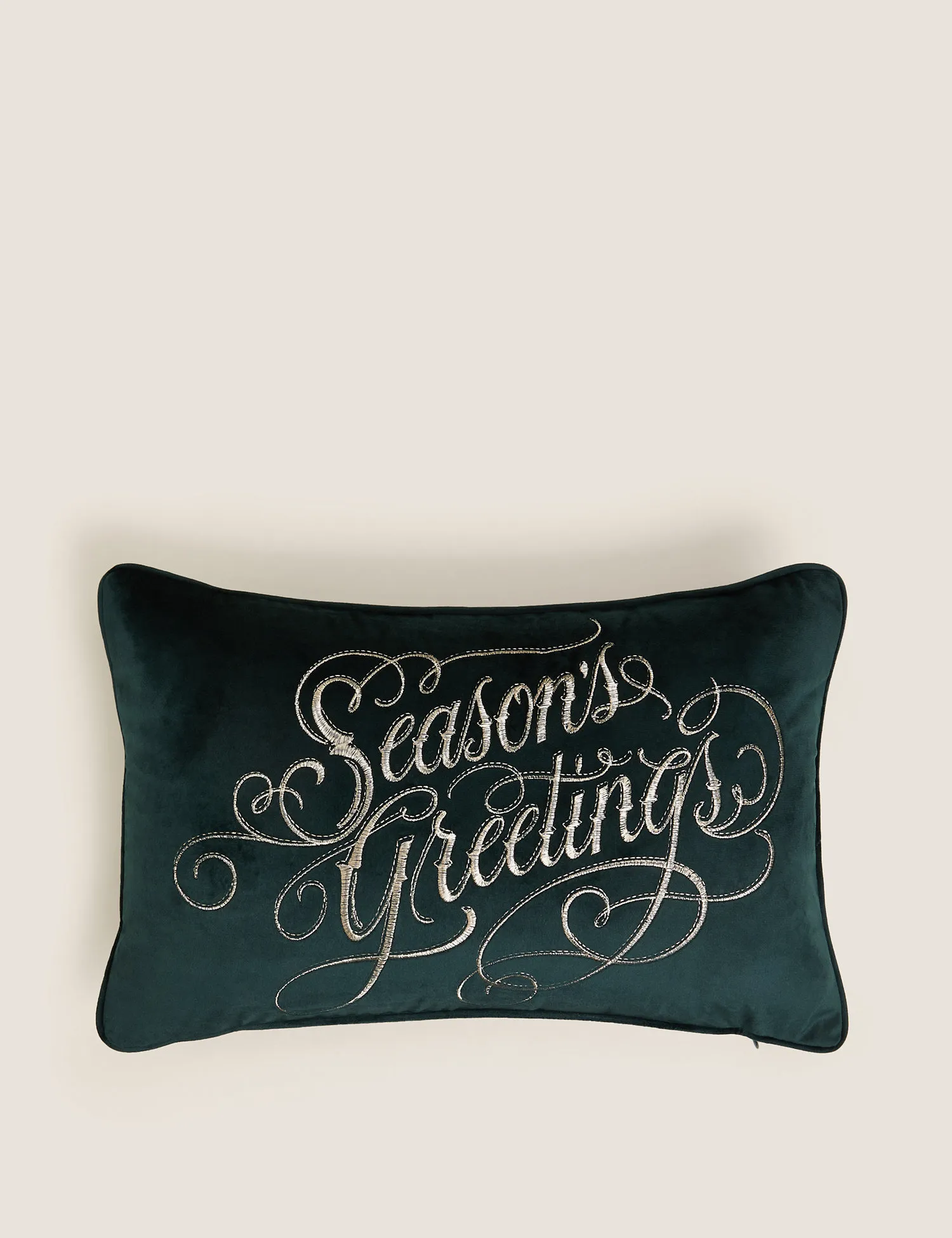 M&S VelvetSlogan Embroided Bolster Cushion