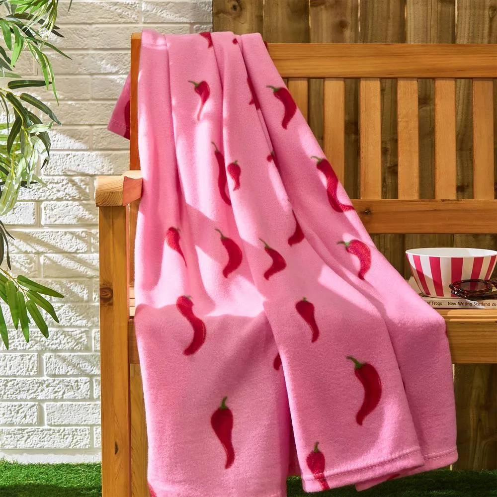 OHS Chilli Polar Fleece Throw Blanket Lightweight Bedspread in Pink