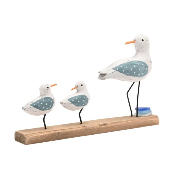 Love Life By The Sea Driftwood & Sea Glass Seagull Family Ornament 3