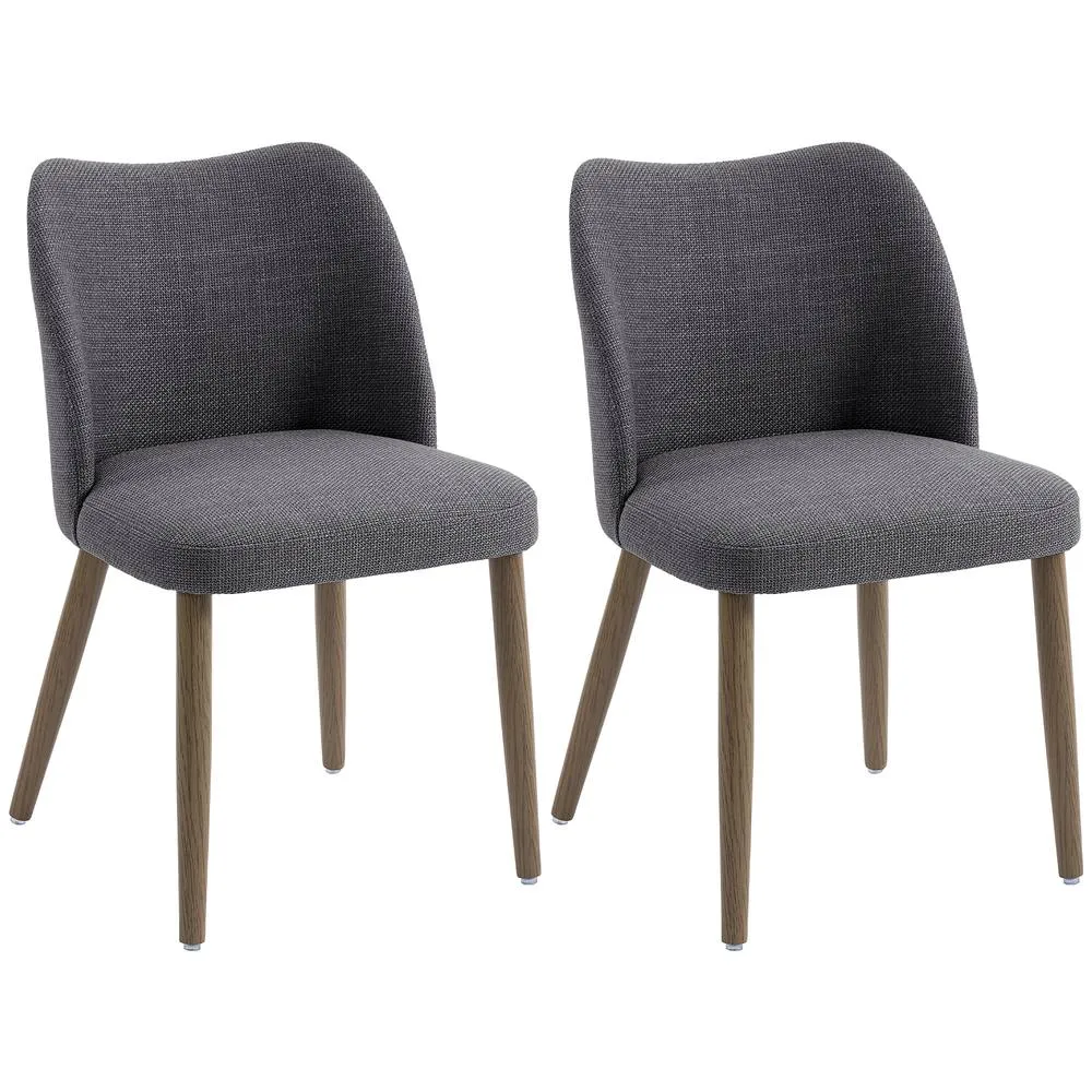 HOMCOM Dining Chairs Set of 2, Kitchen Chairs with Padded Seat, Curved Back in Dark Grey 2