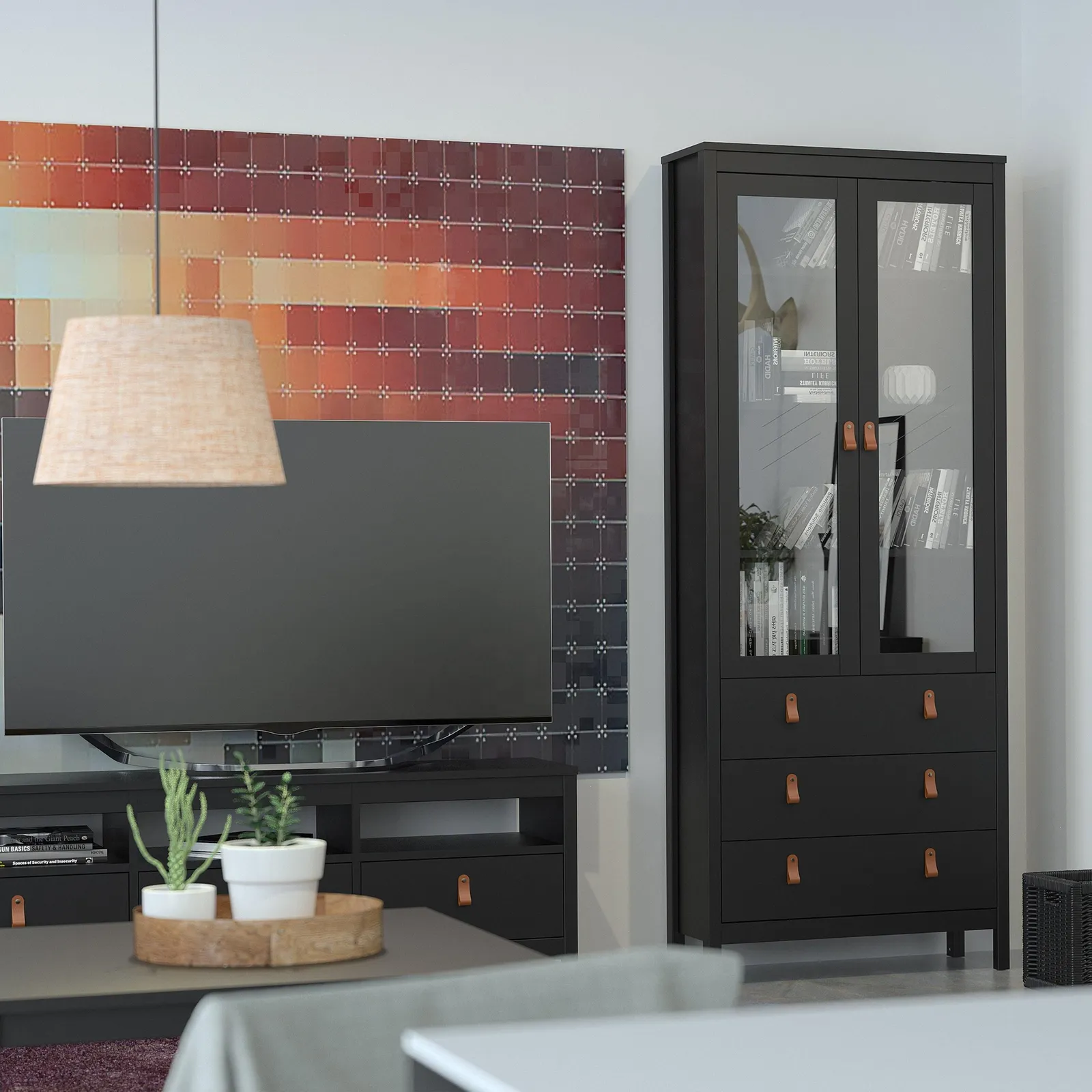 Furniture To Go Barcelona TV Unit 3 Drawers in Black 6