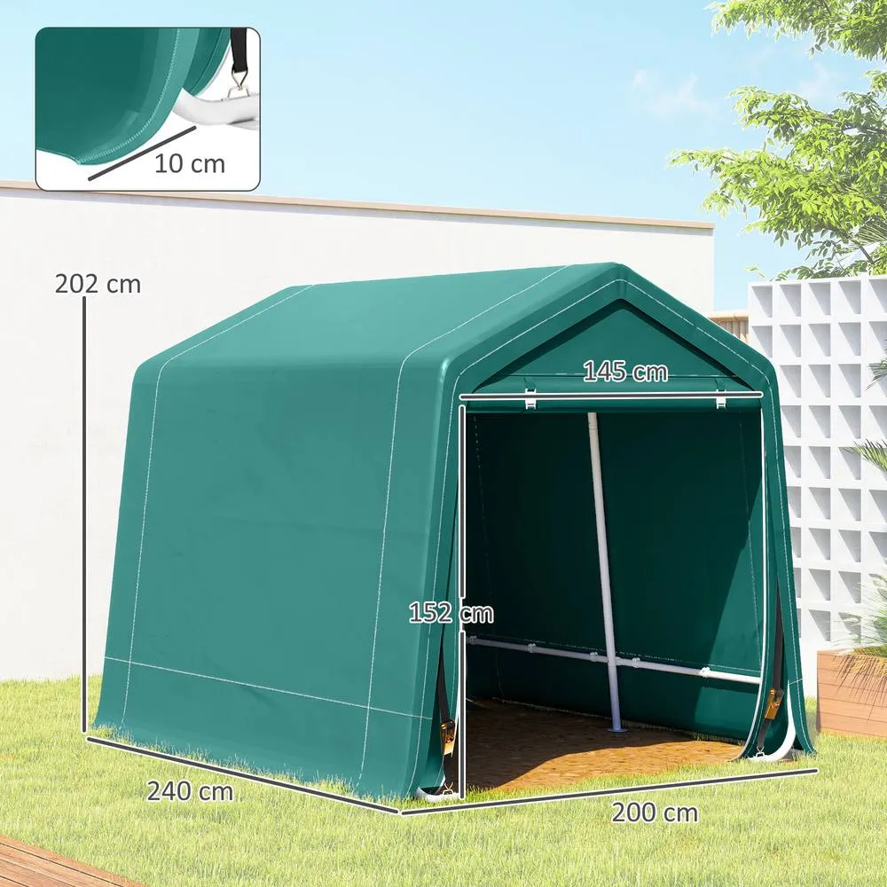 OUTSUNNY Outdoor Garden Storage Shed Waterproof Bike Tent w/ Zipper Doors in Green 3