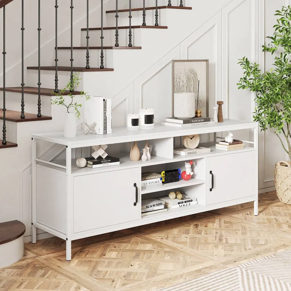 Costway TV Stand for TVs up to 65" 147 cm TV Console Table with Storage-White in White