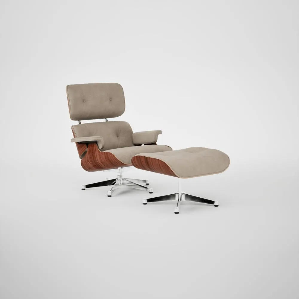 Vitra Eames Lounge Chair & Ottoman Santos Palisander Contemporary L60 78 Dark Sand Polished Base 04 1
