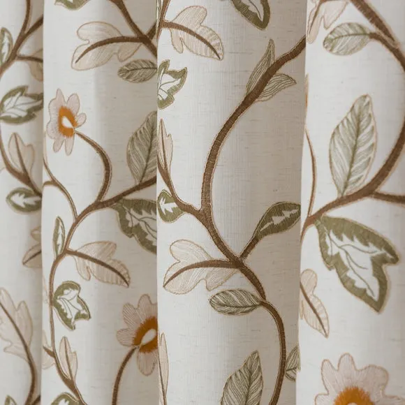 Brookland Couched Floral Pencil Pleat Curtains 3