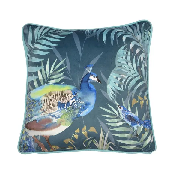 Peacock Jungle Square Filled Cushion 3