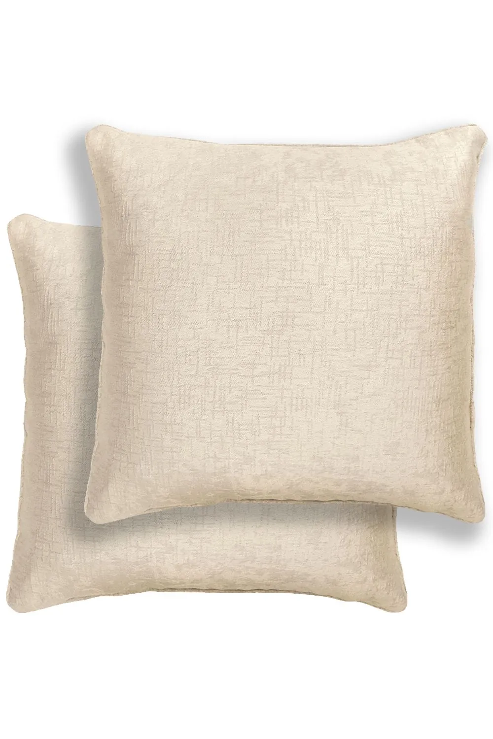 Enhanced Living Pair of Vogue Textured Double Sided Zip Opening Piped Edge Cushion Covers - 43x43cm - Cases Only in Cream