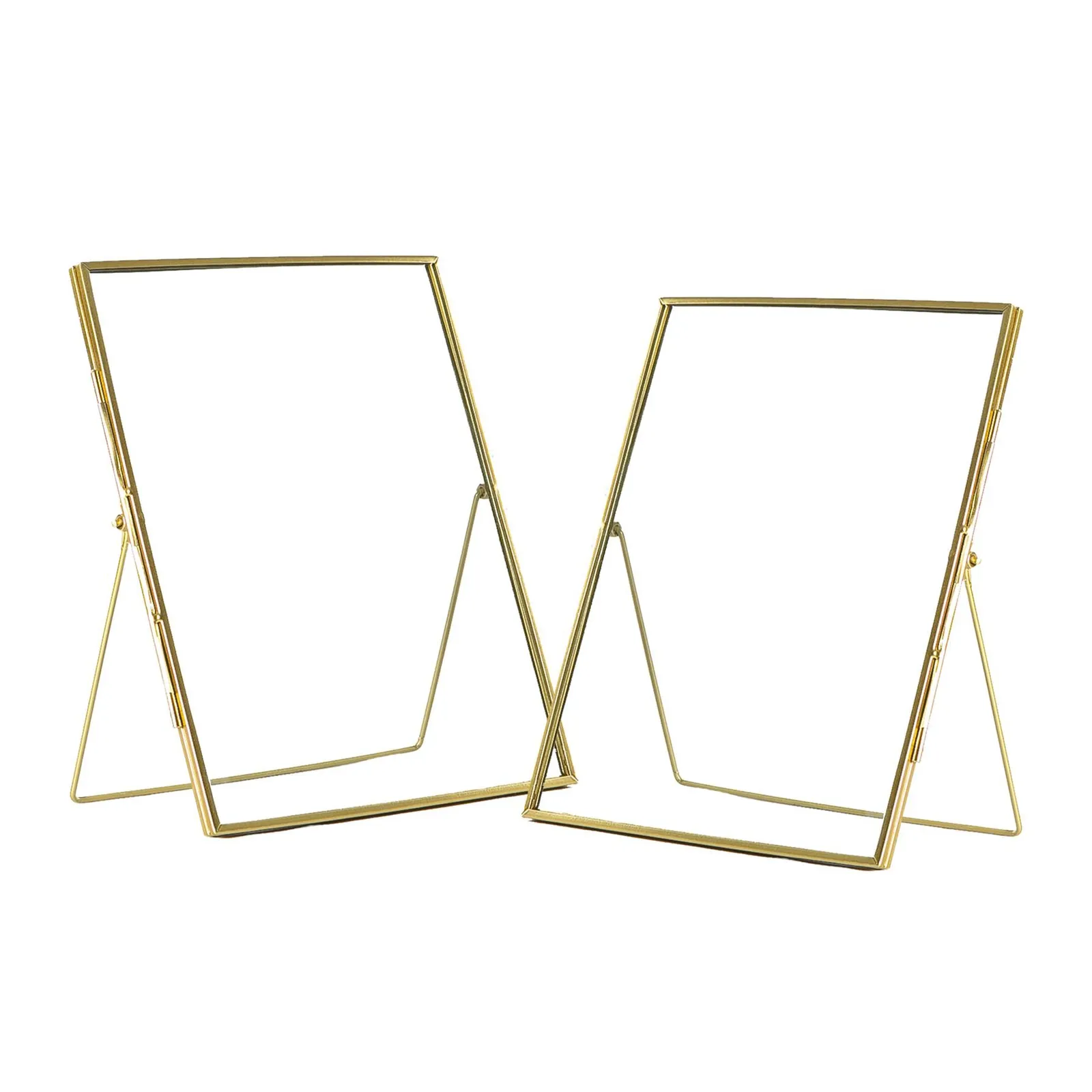 Nicola Spring 2x Standing Metal Photo Frames - 8" x 10" Picture Display Poster Frame in Gold