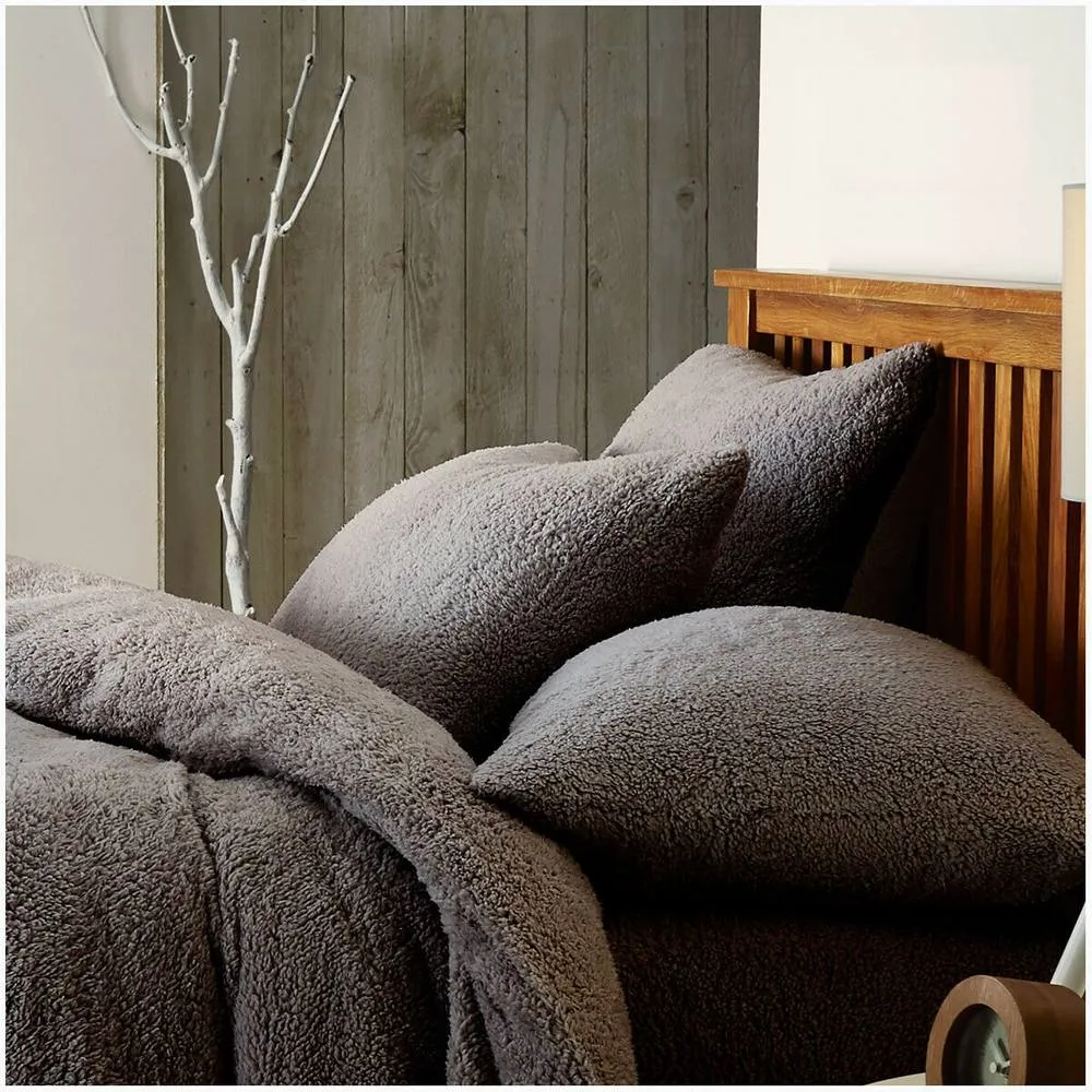 Smart Living Luxury Teddy Plain Duvet Cover & Pillowcase Set in Charcoal 3