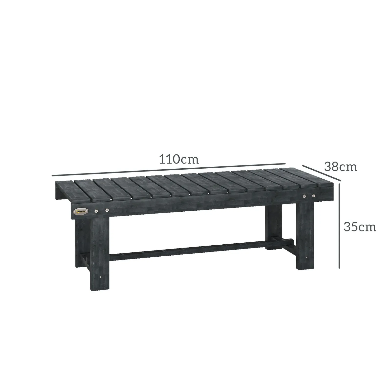 OUTSUNNY 1.1M Outdoor Garden Bench Patio Loveseat Fir Wood 2 Person in Grey 3