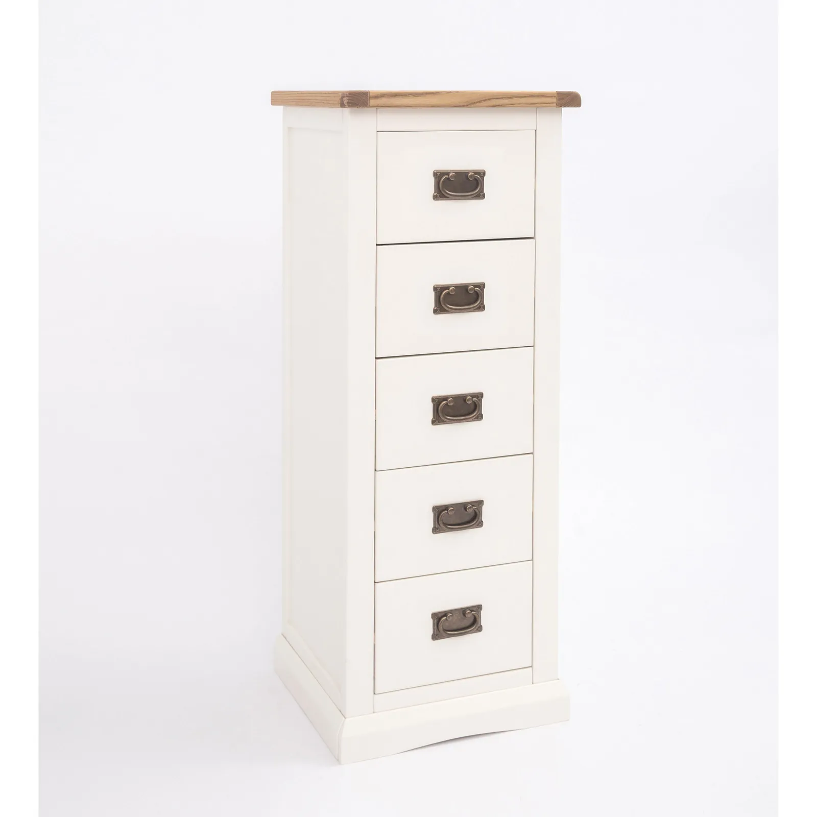 Cabinet Bits Cosenza 5 Drawer Narrow Chest of Drawers Bras Drop Handle in Off-White 3