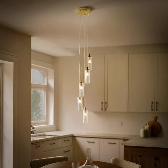 Dorma Henstone Ribbed 5 Light Adjustable Cluster Ceiling Light 2