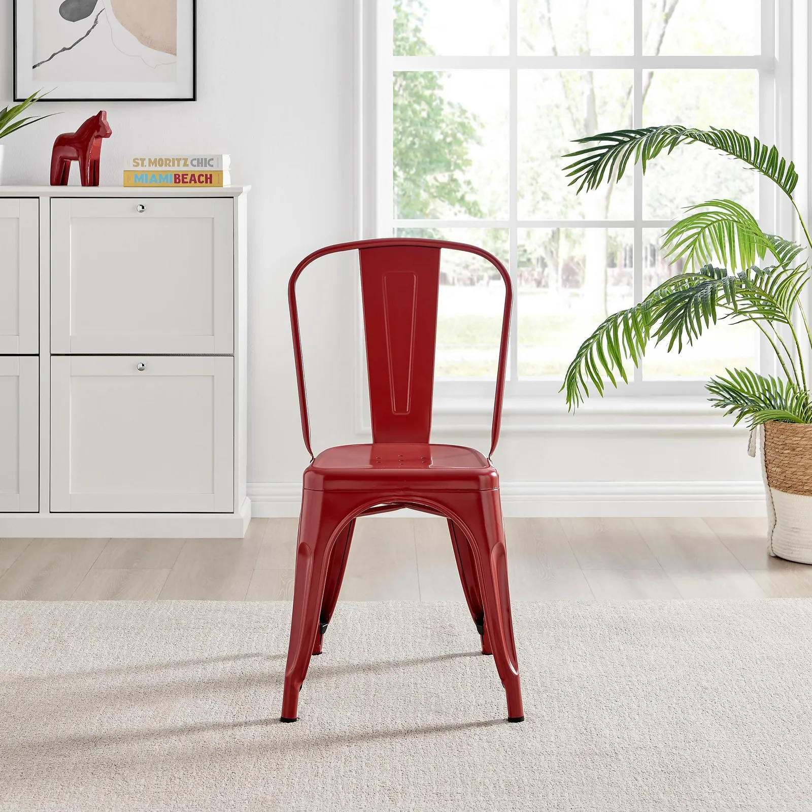 FurnitureboxUK Set of 2 Colton Industrial Steel Stackable Tolix Style Dining Chairs in Red 4