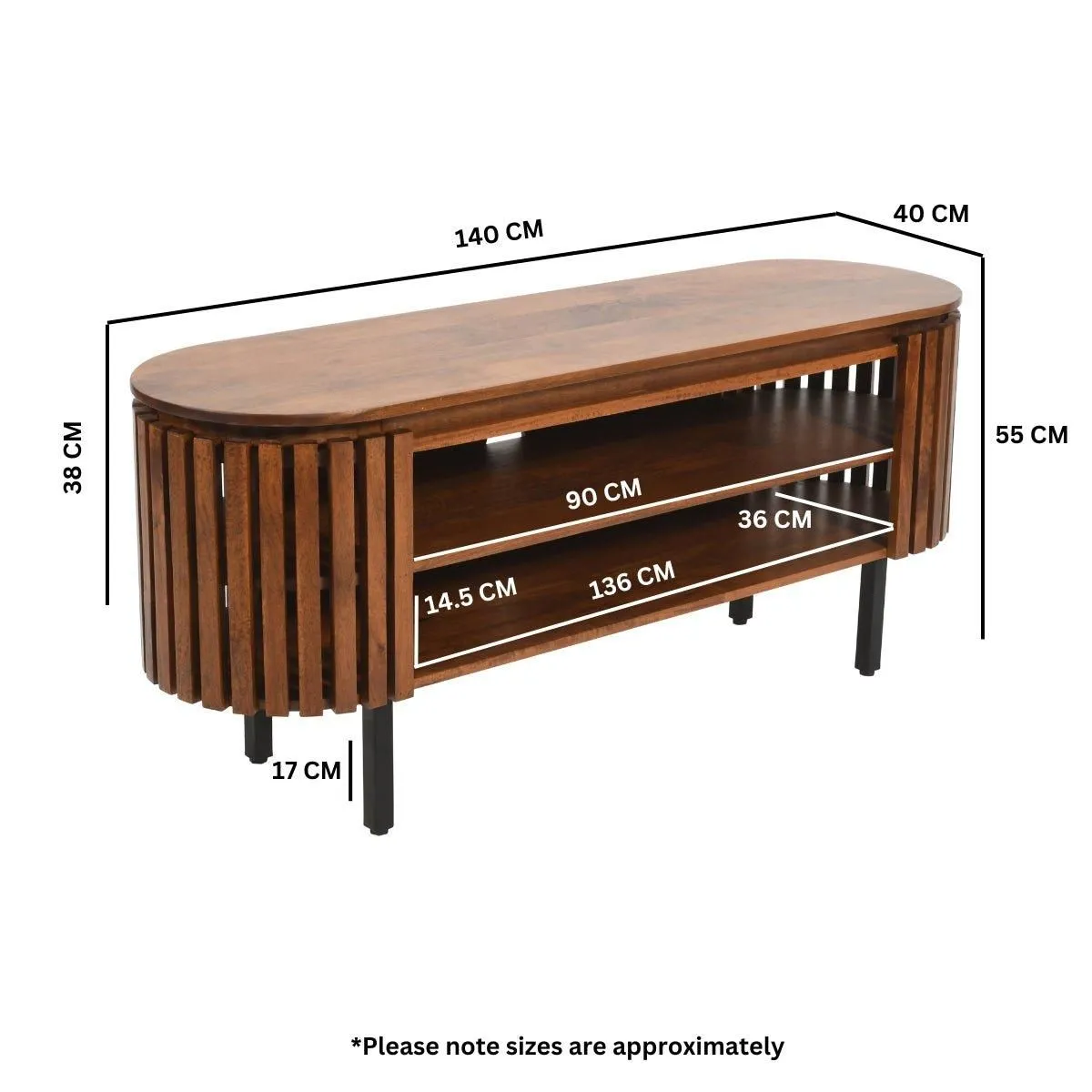 IH Design Carney Mango Wood Tv Cabinet Upto 55 Inch in Brown 4