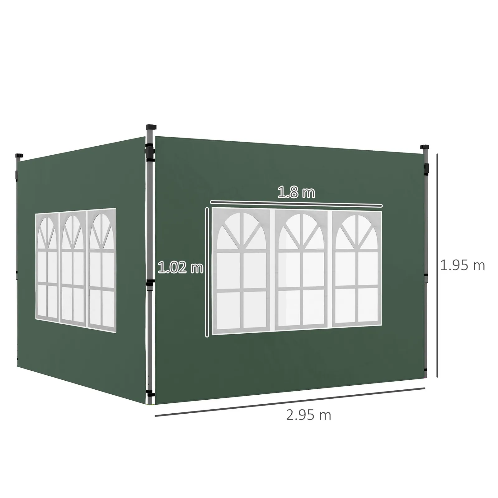 OUTSUNNY Gazebo Side Panels for 3x3(m) or 3x4m Pop Up Gazebo, 2 Pack in Green 3