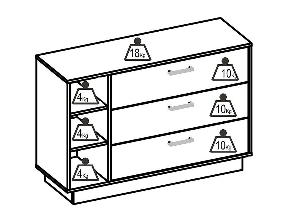 Vente-unique Chest Of Drawers With 3 Drawers & 3 Recesses - Colour: Natural & in Grey 6