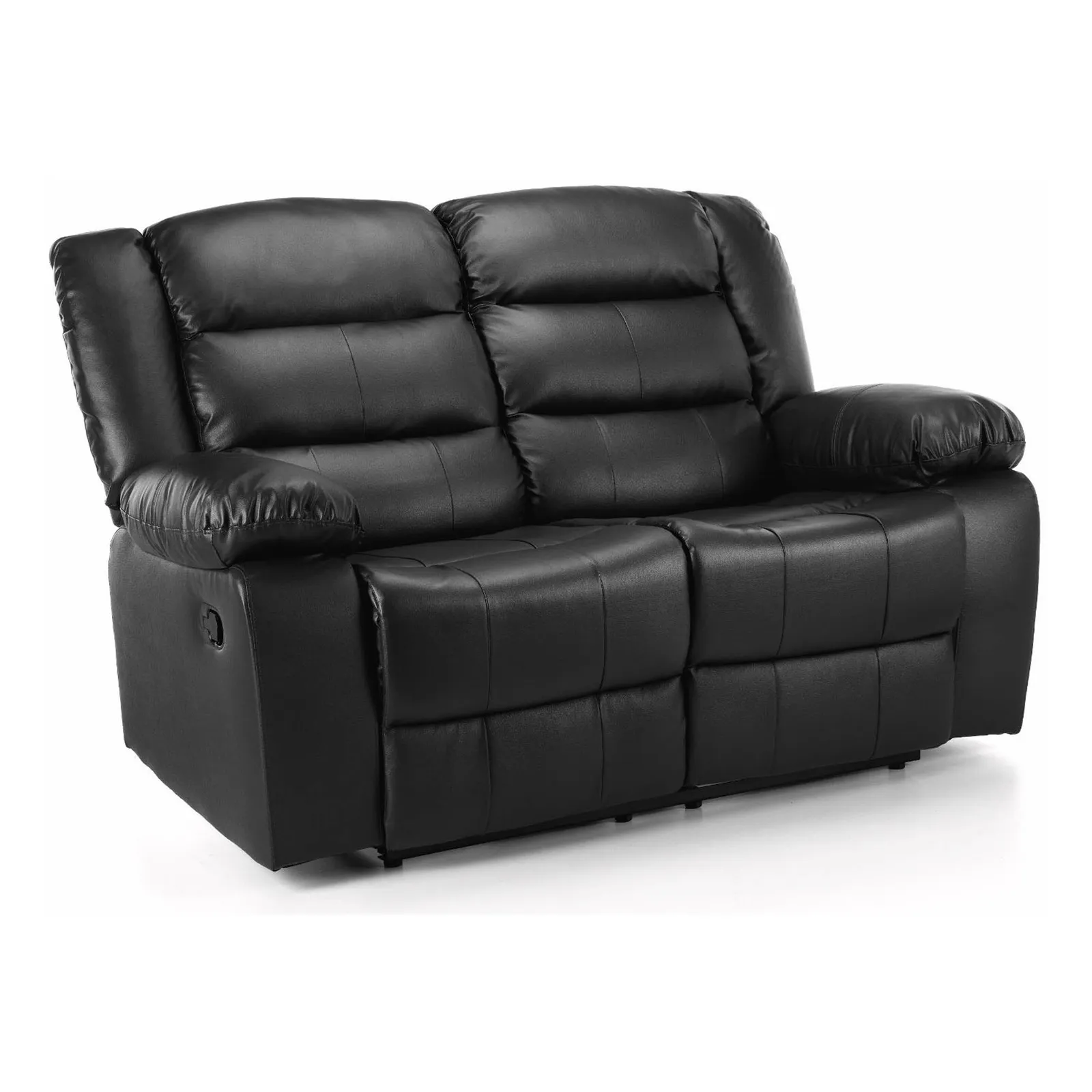 Whitfield 2 Seater Leather Reclining Sofa Black