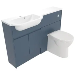 Deccado Clifton Juniper Blue Left Hand 1200mm Slimline Fitted Vanity & Toilet Pan Unit Combination with Left Hand Basin 2