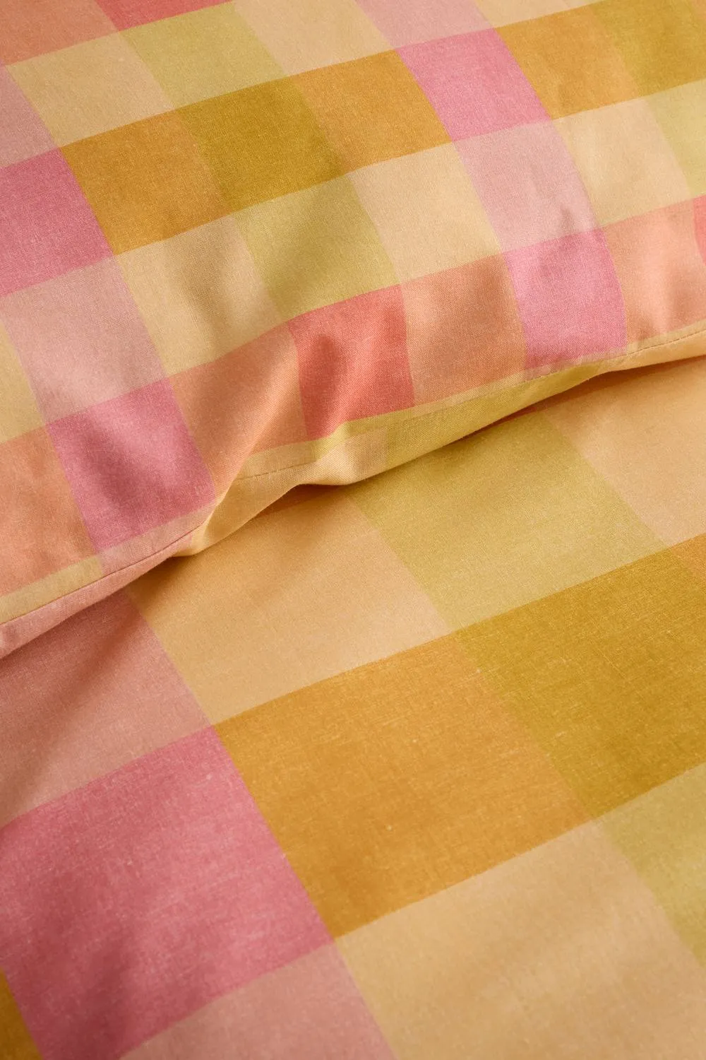 Fusion 'Block Check' Easy Care Duvet Cover Set in Orange 3