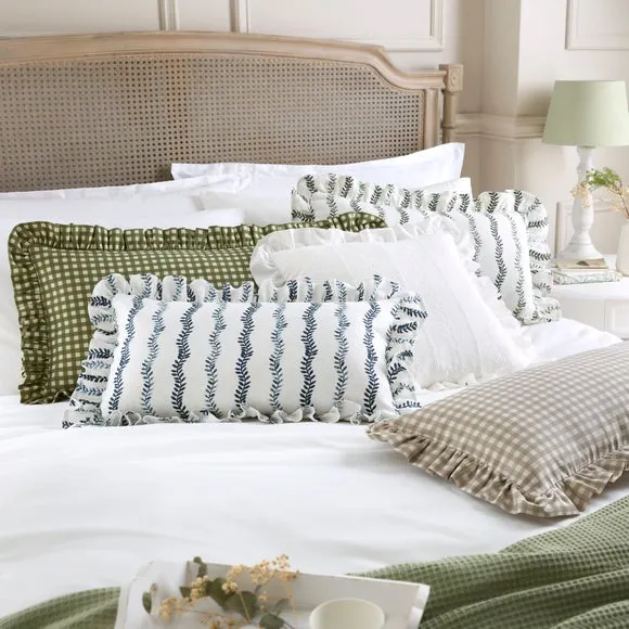 Trailing Leaves Frilled Rectangle Cushion Cover 6